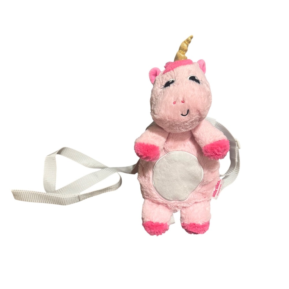 Little Tikes Pink Plush Unicorn Toddler Safety Harness Backpack Gold Horn
